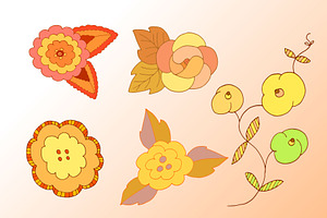 Boho Vector Flowers And Leaves