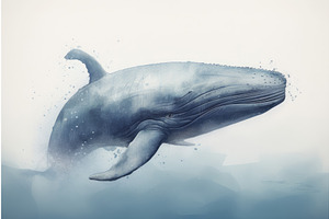 Blue Whale Illustration. Generate Ai