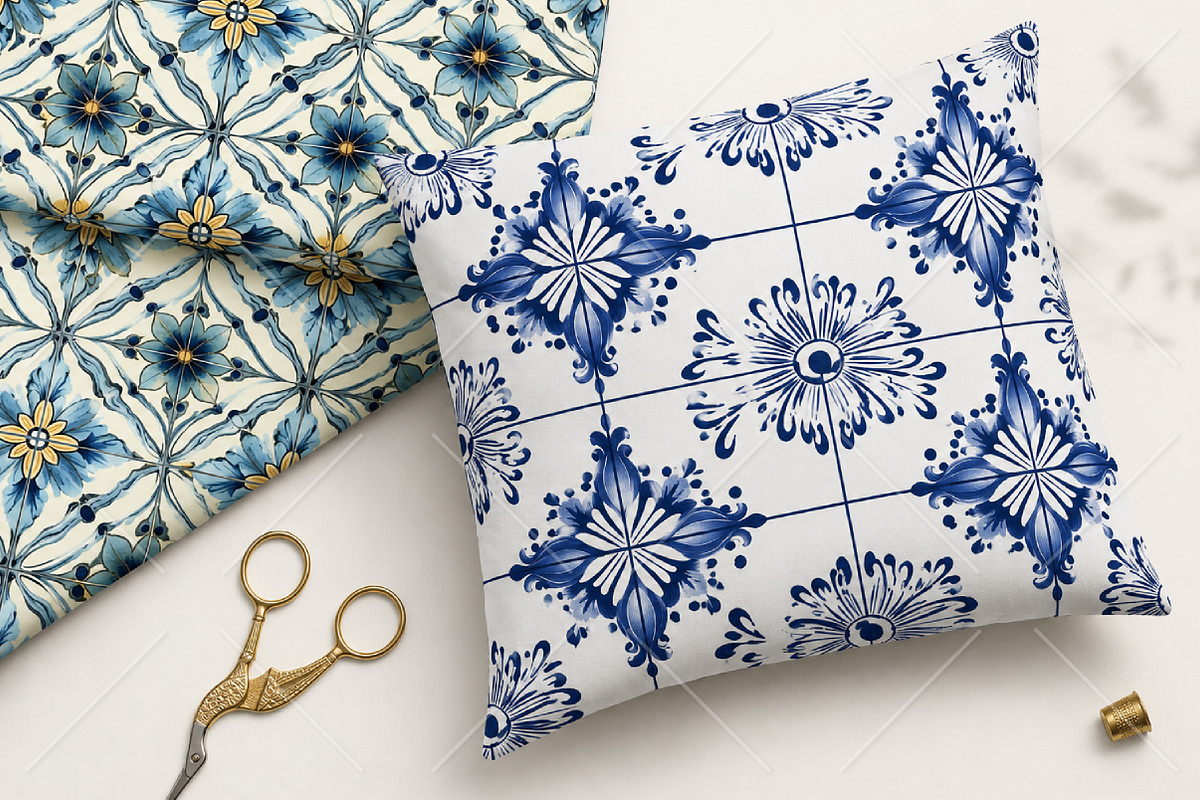 Morocco Blue and White Patterns, a Pattern Graphic by Canvas Craft (Photo 6 of 9)