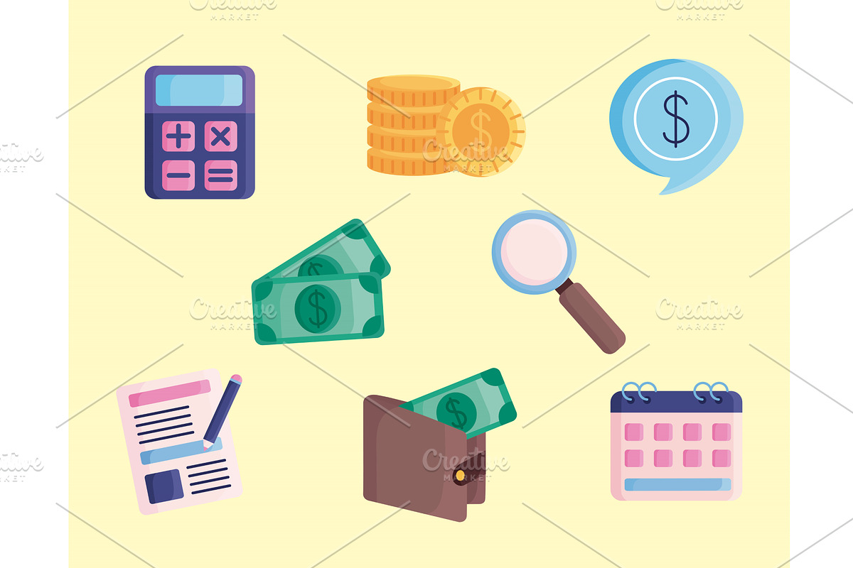 budget management icon flat, an Object Illustration by studiogstock