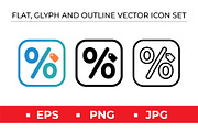 Percentage Badge Icons Vector Set, an Outline Icon by Artonix (Thumbnail 1 of 2)
