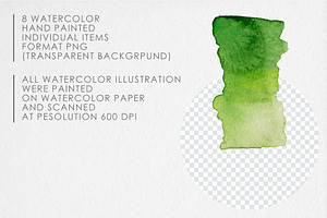 Watercolor Green Abstract Stains