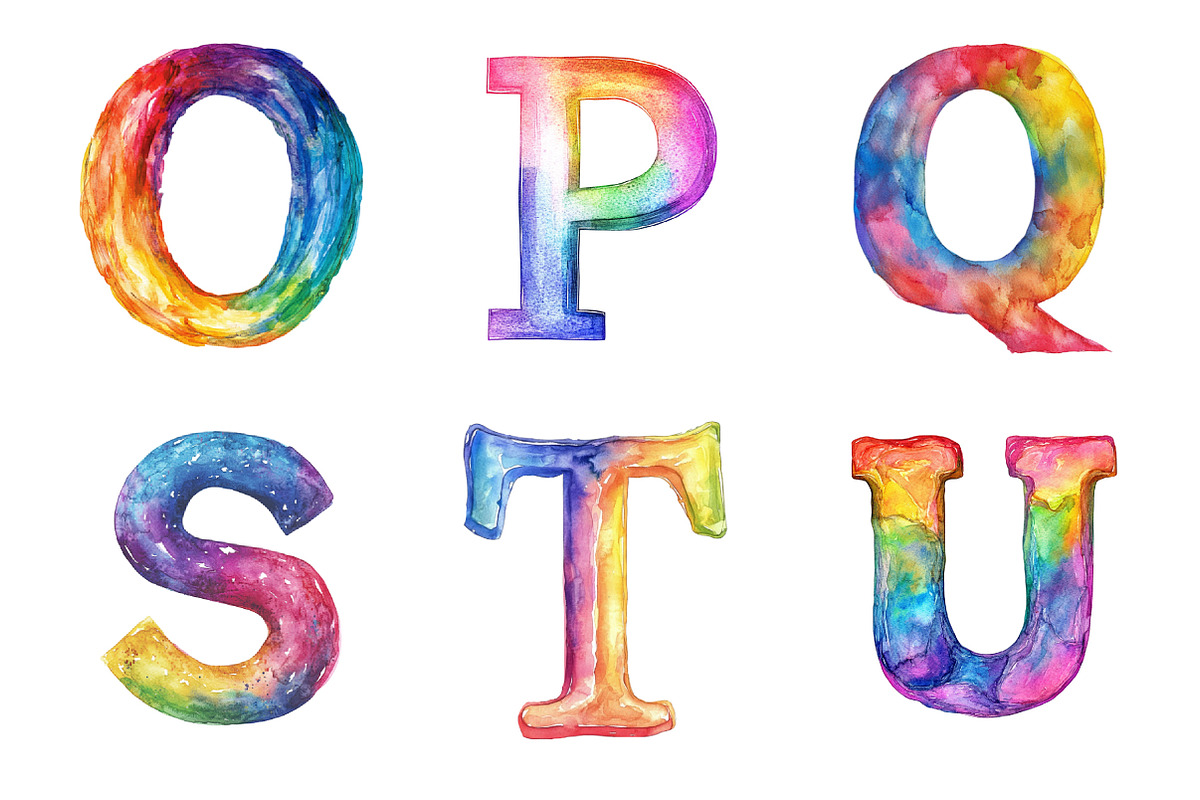 Rainbow Watercolor Alphabet Clipart, an Illustration by Design Market (Photo 4 of 4)