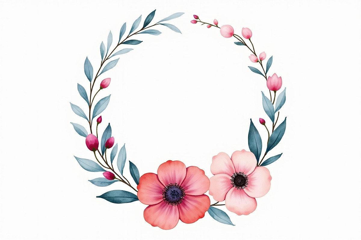 floral wreath, watercolor flowers,, a Graphic by Creativeshirt (Photo 11 of 11)