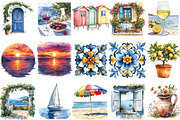 Italian Seaside Mediterranean Clipar, an Illustration by Designking (Thumbnail 3 of 5)