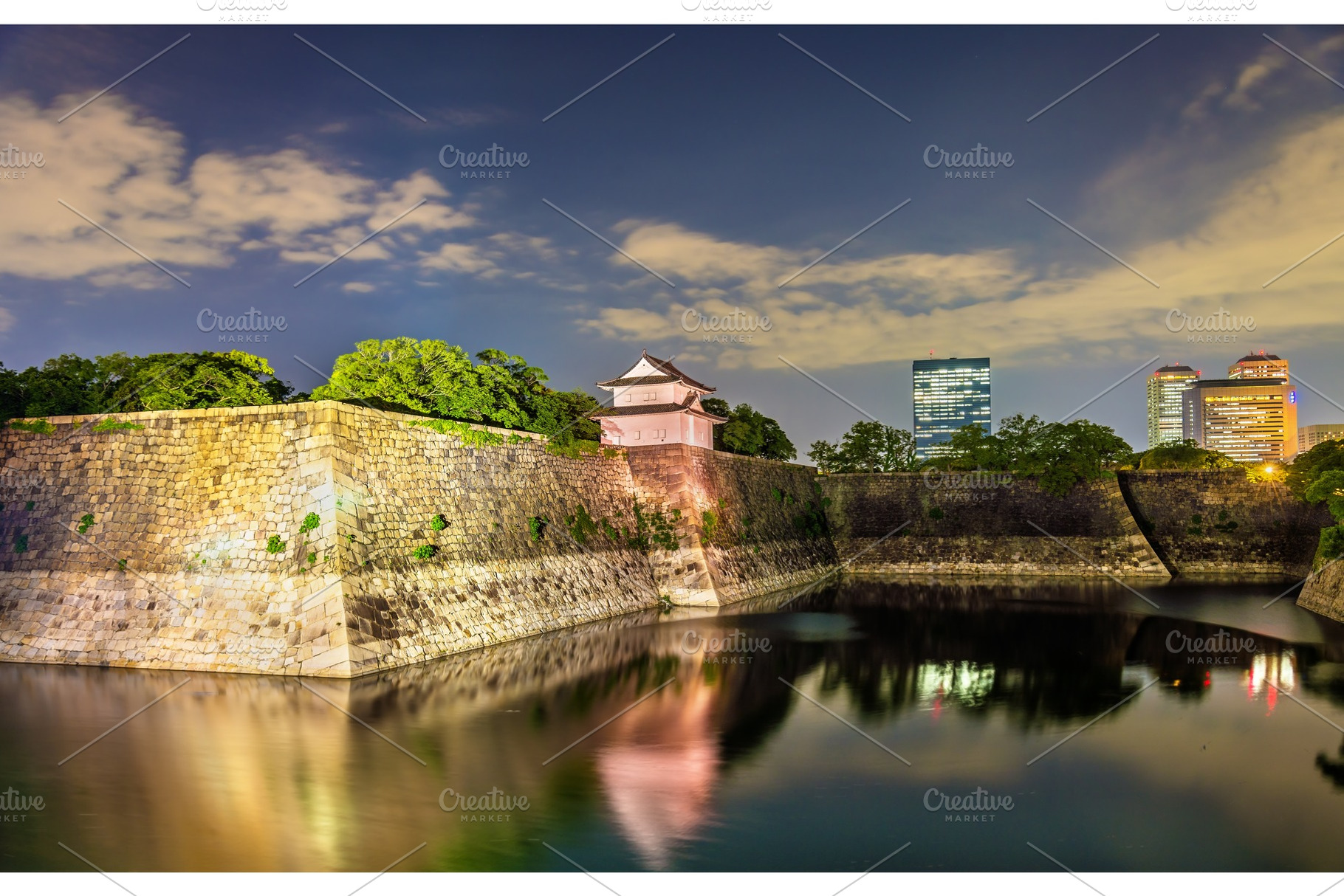 Defensive walls of osaka castle in japan containing osaka, moat, and japan, an Architecture Photo by Leonid Andronov