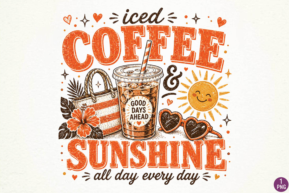 Summer Coffee Sublimation Design, a Seasonal Illustration by DreamPrint404 (Photo 1 of 6)