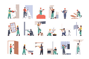 Renovation of houses. Workers in, an Illustration by YummyBuum