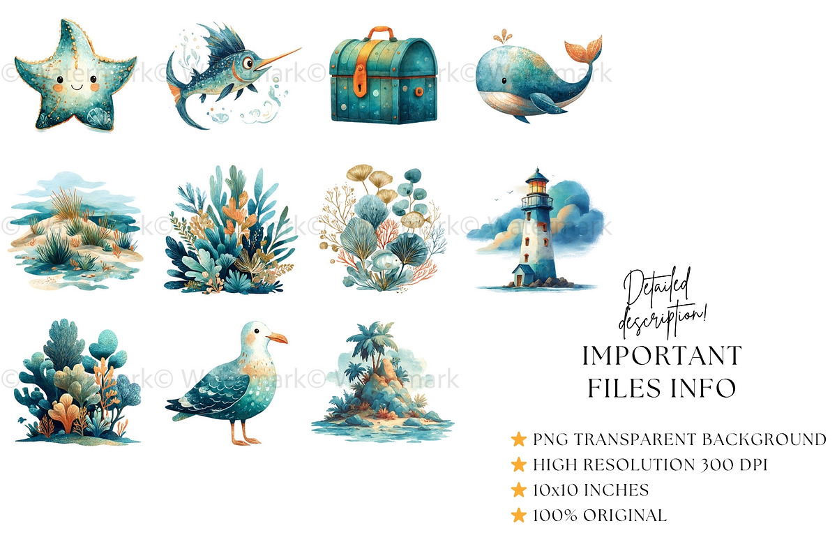Sea Animals Clip Art Bundle, an Animal Illustration by Nicole Branger Art (Photo 8 of 19)