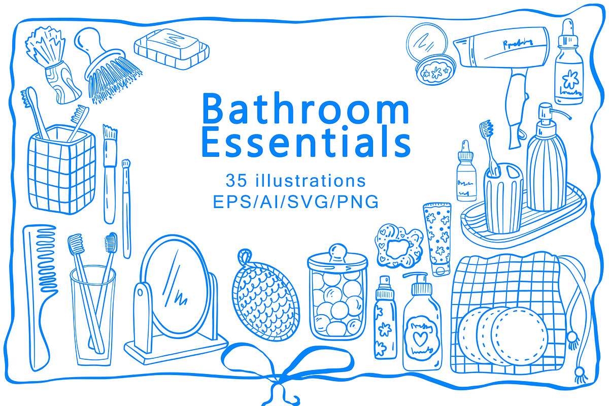 Bathroom Essentials lineart, a Healthcare Illustration by Carpet Tapete Pretzel (Photo 1 of 3)