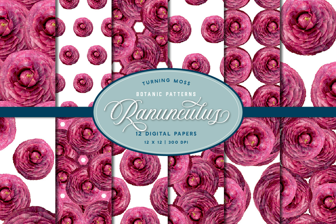 Ranunculus Floral Patterns, a Pattern Graphic by Turning Moss