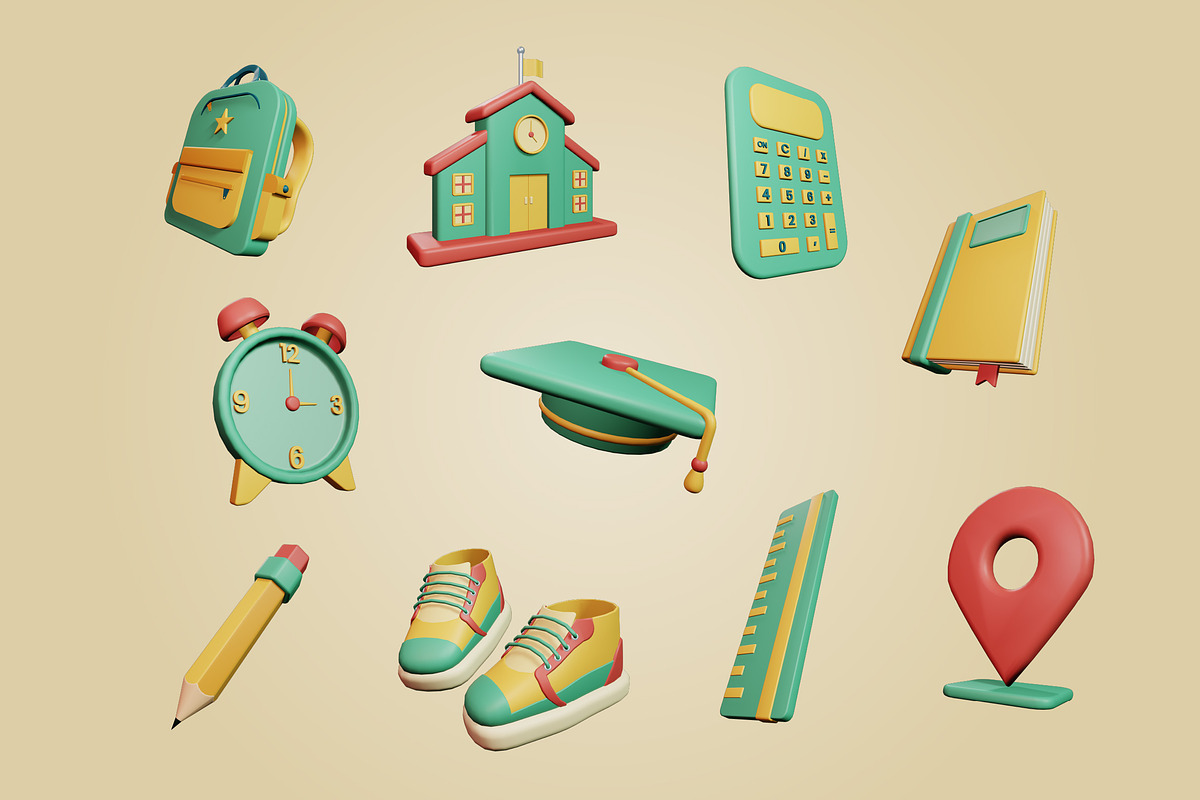 3D Education Icons Set, an Object 3D Model by Kmg Design (Photo 2 of 2)