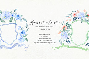 Watercolor Romantic Crest Design Kit