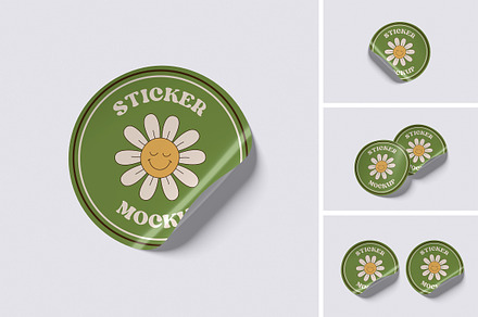 ROUND STICKER MOCKUP, an Advertising Mockup by xavier_studio