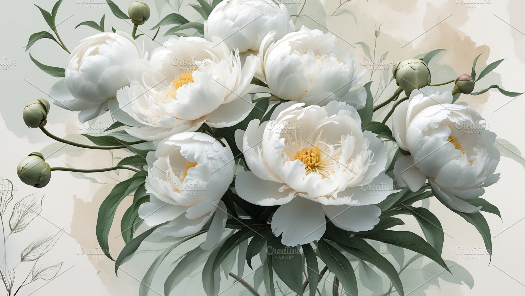 Floral Bouquet Botanical Illustratio, a Nature Photo by Stock Shape