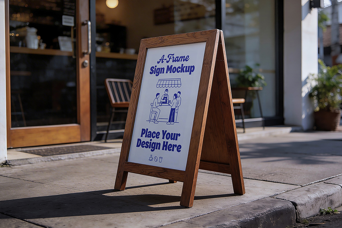 A-Frame Sign Mockup, a Product Mockup by Pitchlook.Studio (Photo 2 of 4)