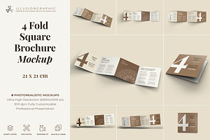 4 Fold Square Brochure Mockup, an Advertising Mockup by Illusiongraphic