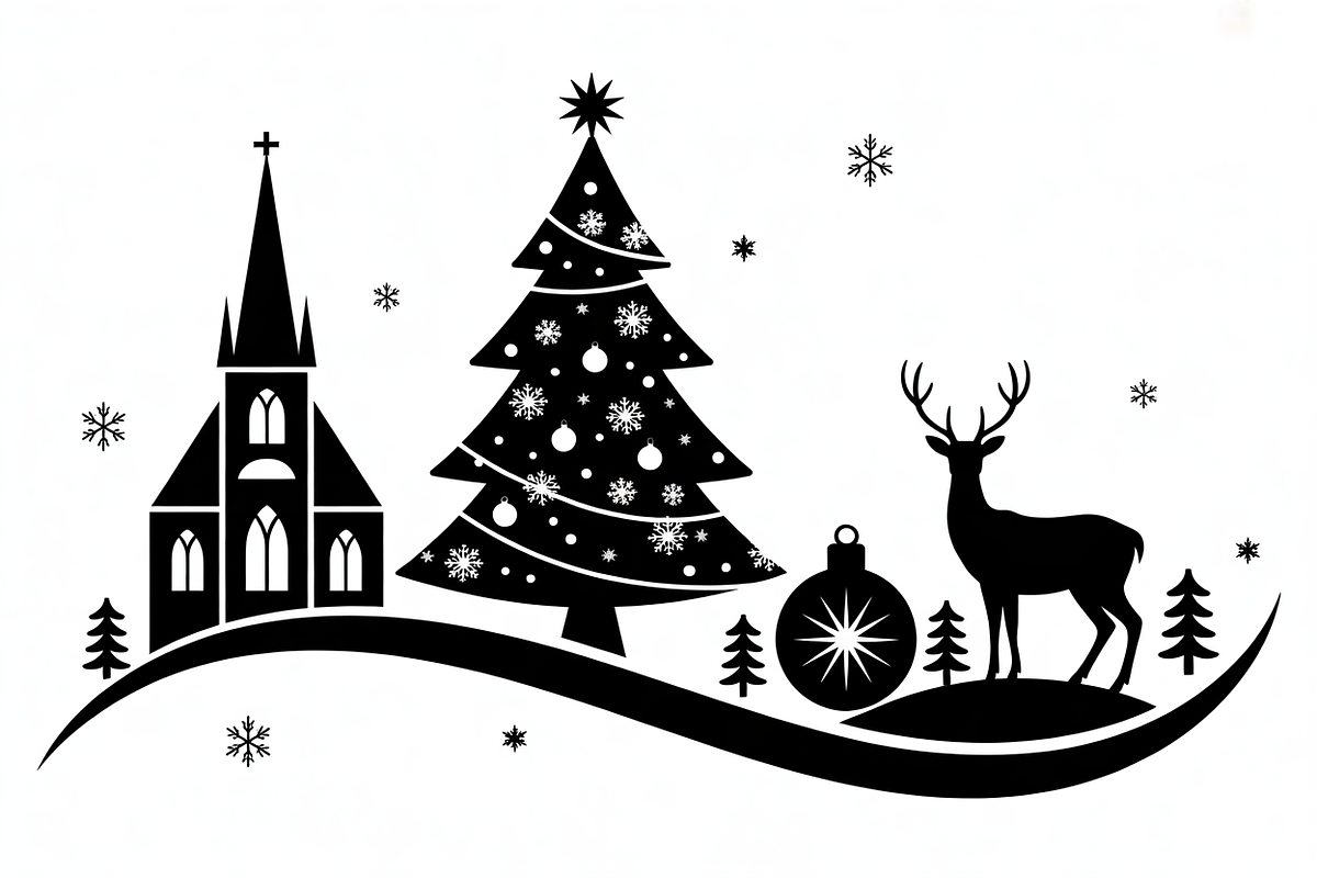 Christmas silhouette illustration, an Illustration by Amazin_art (Photo 4 of 21)