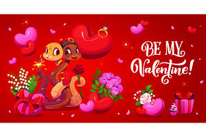 Be my Valentine greeting card, a Seasonal Illustration by Vector Tradition