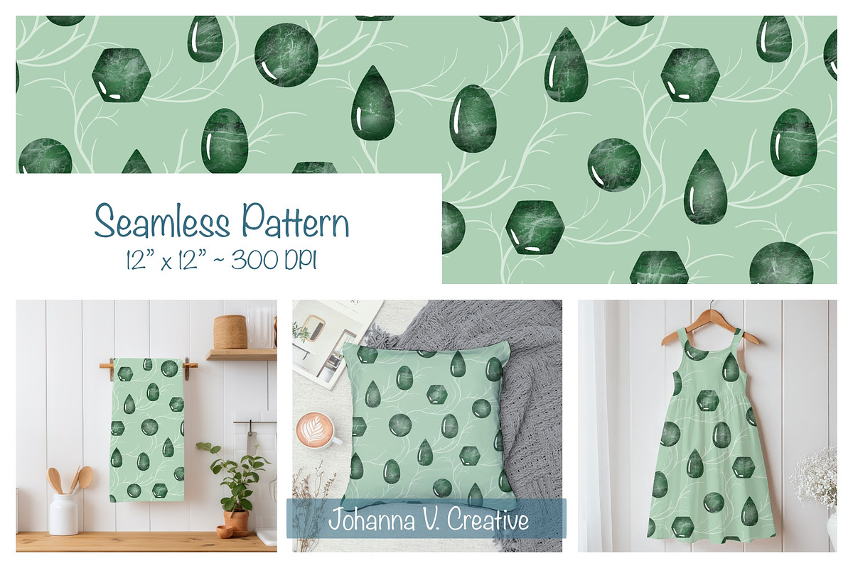 Gemstone Seamless Pattern, an Illustration by Johanna V. Creative