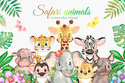 Watercolor safari animals clipart, an Animal Illustration by SavinV (Thumbnail 1 of 8)