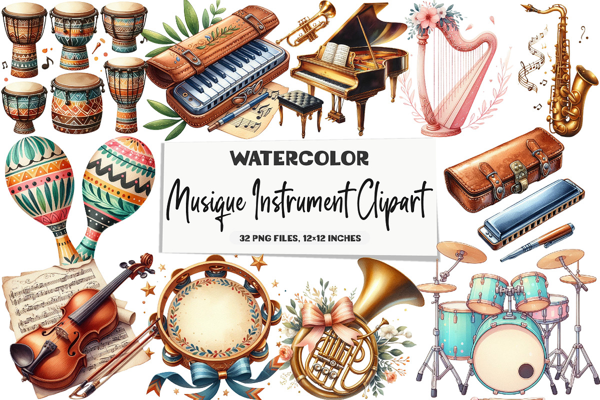 Musique Instrument Clipart, an Illustration by DreamArtGraphic (Photo 1 of 5)