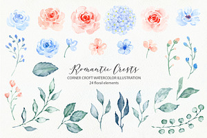 Watercolor Romantic Crest Design Kit