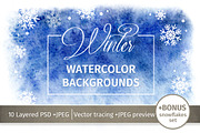 Watercolor Winter Backgrounds., a Texture Graphic by LeiaSW (Thumbnail 1 of 2)