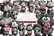 Whimsical Valentine Cats Clipart, an Illustration by DreamArtGraphic (Thumbnail 1 of 4)