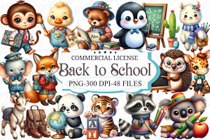 Back to School Animal Clipart, a Graphic by designcity5