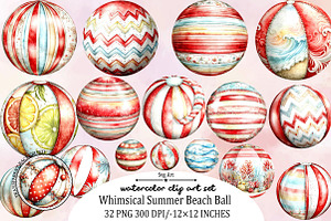 Whimsical Summer Beach Ball Clipart, an Illustration by SVGArt