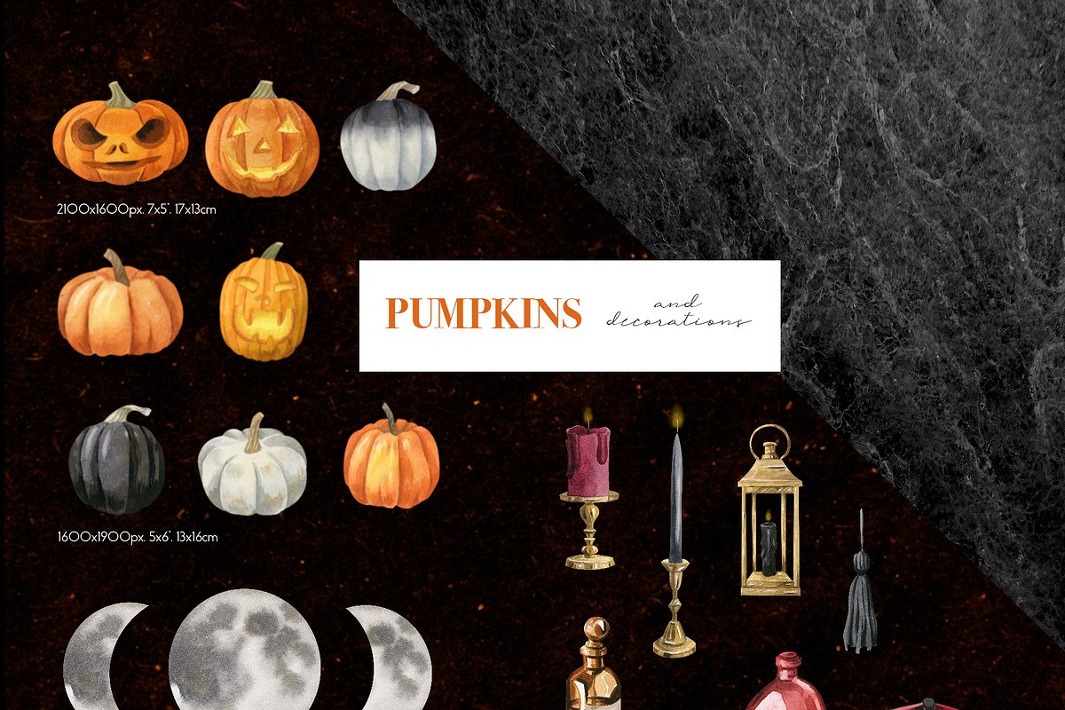 Halloween Horror Clipart, a Decorative Illustration by Julia M. Watercolor (Photo 7 of 9)