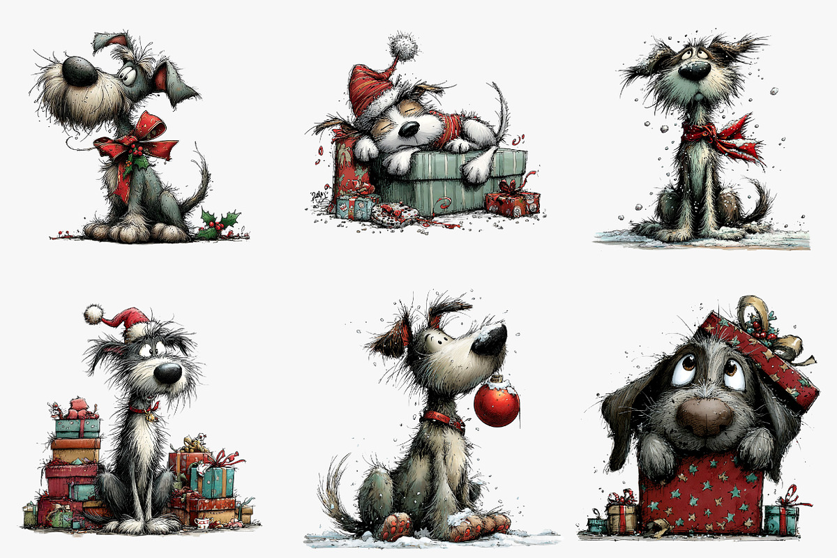 Christmas Dog clipart, an Illustration by CreationArt (Photo 5 of 5)