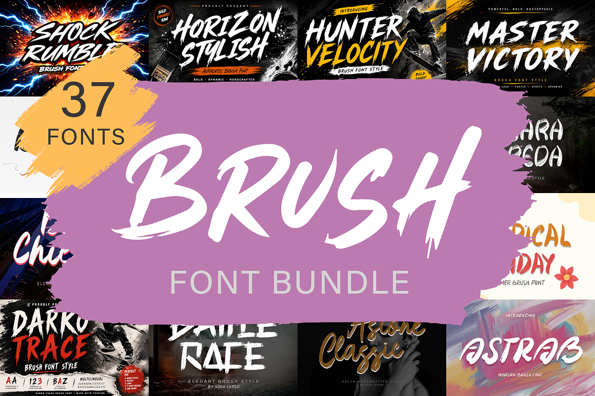 Brush Font Bundle, a Handwritten Font by Yoga Letter (Photo 1 of 9)