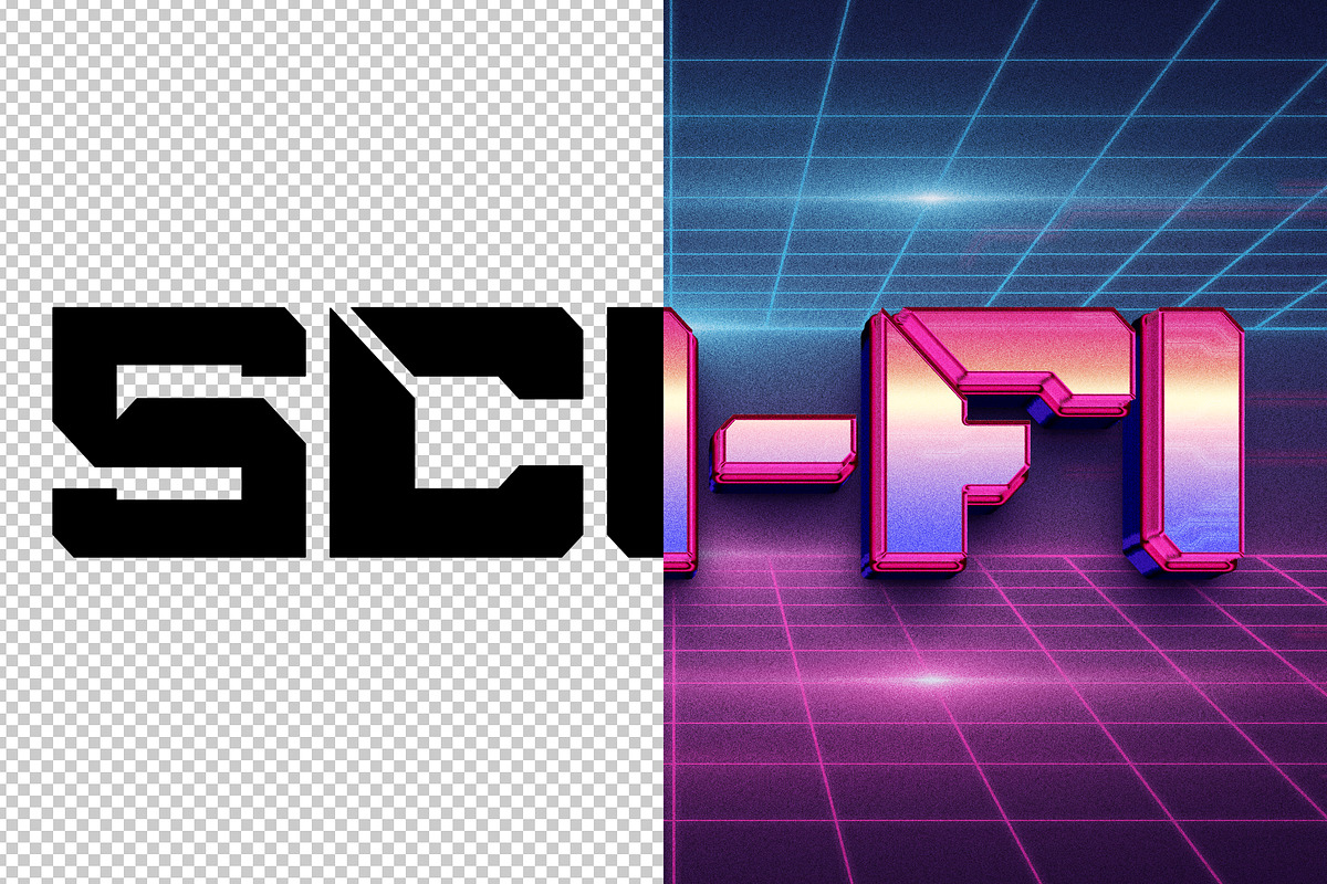 Sci-fi 3D editable text effect, a Layer Style Add-On by Hello Muh (Photo 2 of 2)