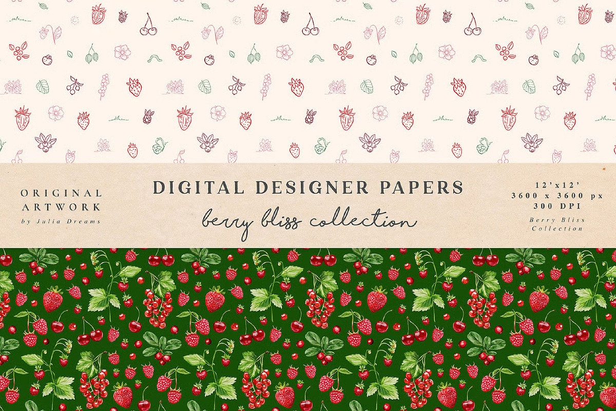 Berry Bliss Seamless Patterns, an Illustration by fashionaddict (Photo 6 of 6)