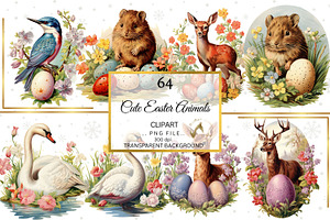 Vintage Easter Animal Clipart Bundle