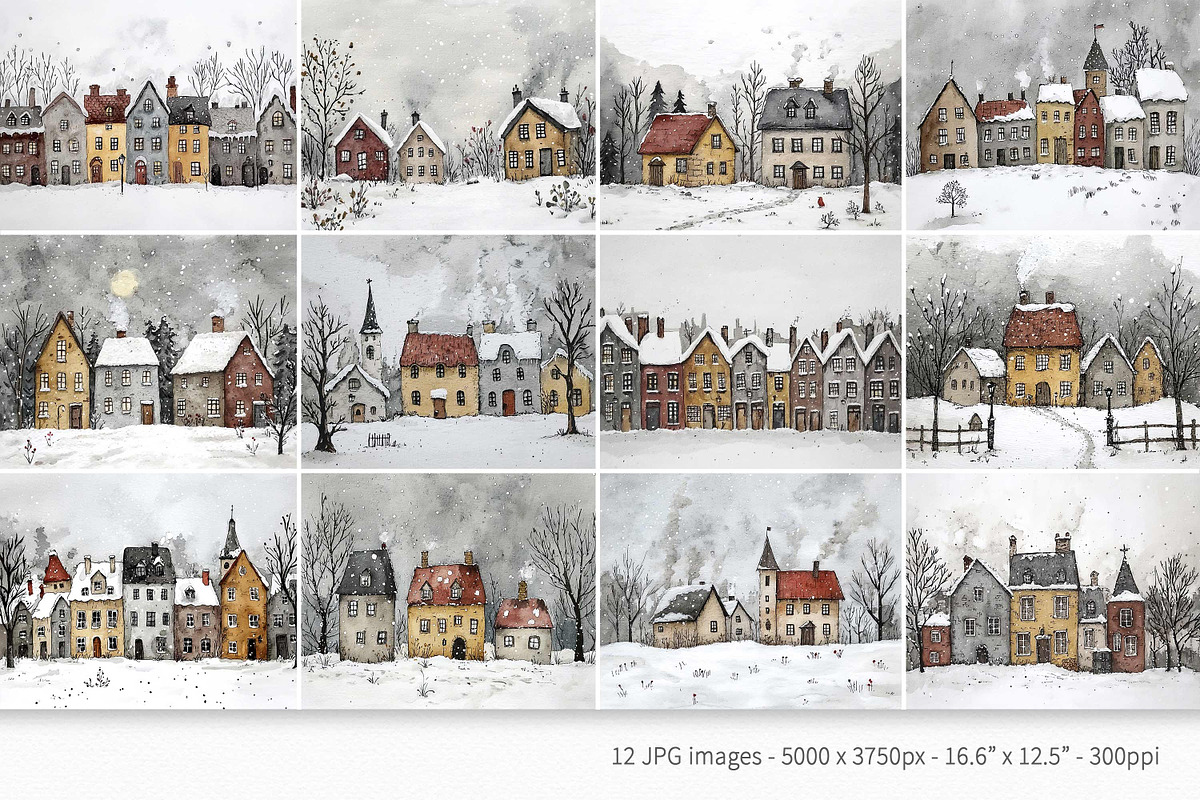 Winter Houses, a Decorative Illustration by rileyBgraphics (Photo 2 of 6)
