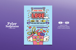 Retro Valentine's Day Flyer Template, a Flyer Template by Tiptop Graphic