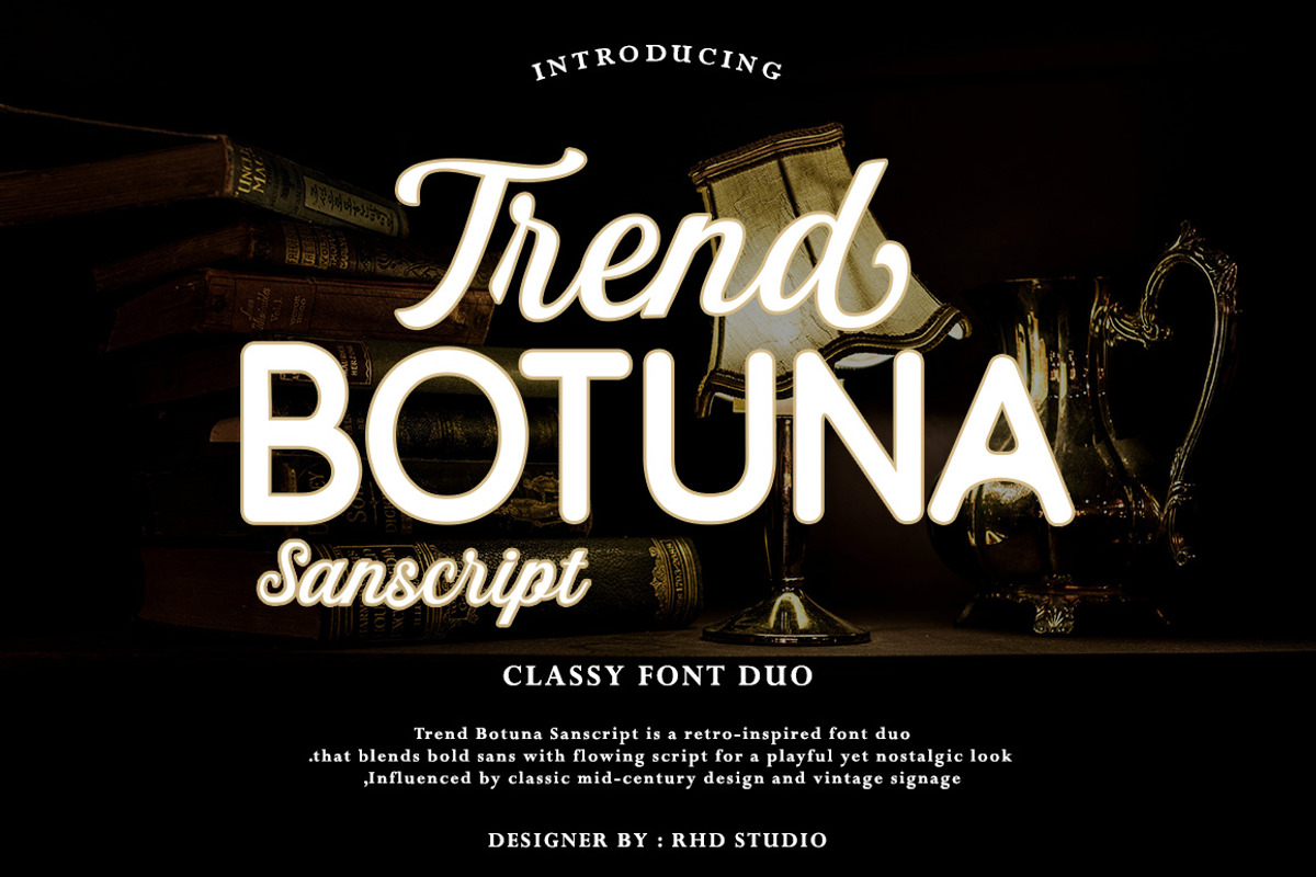 Trend Botuna, a Script Font by StudioRhd (Photo 1 of 9)