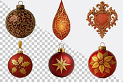Red Gold Christmas Ornaments Clipart, an Illustration by SVGArt (Thumbnail 5 of 8)