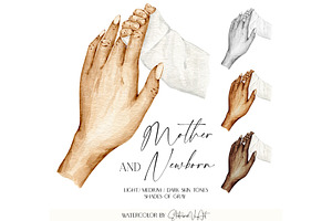 Mother and Newborn | Holding Hands, an Illustration by EkaterinaViArt
