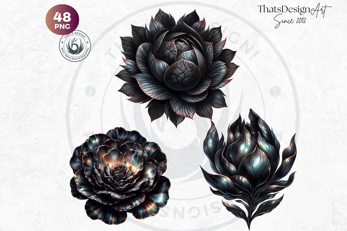 Moody Rose Gold and Mauve Flowers, a Decorative Illustration by ThatsDesignArt (Photo 9 of 10)