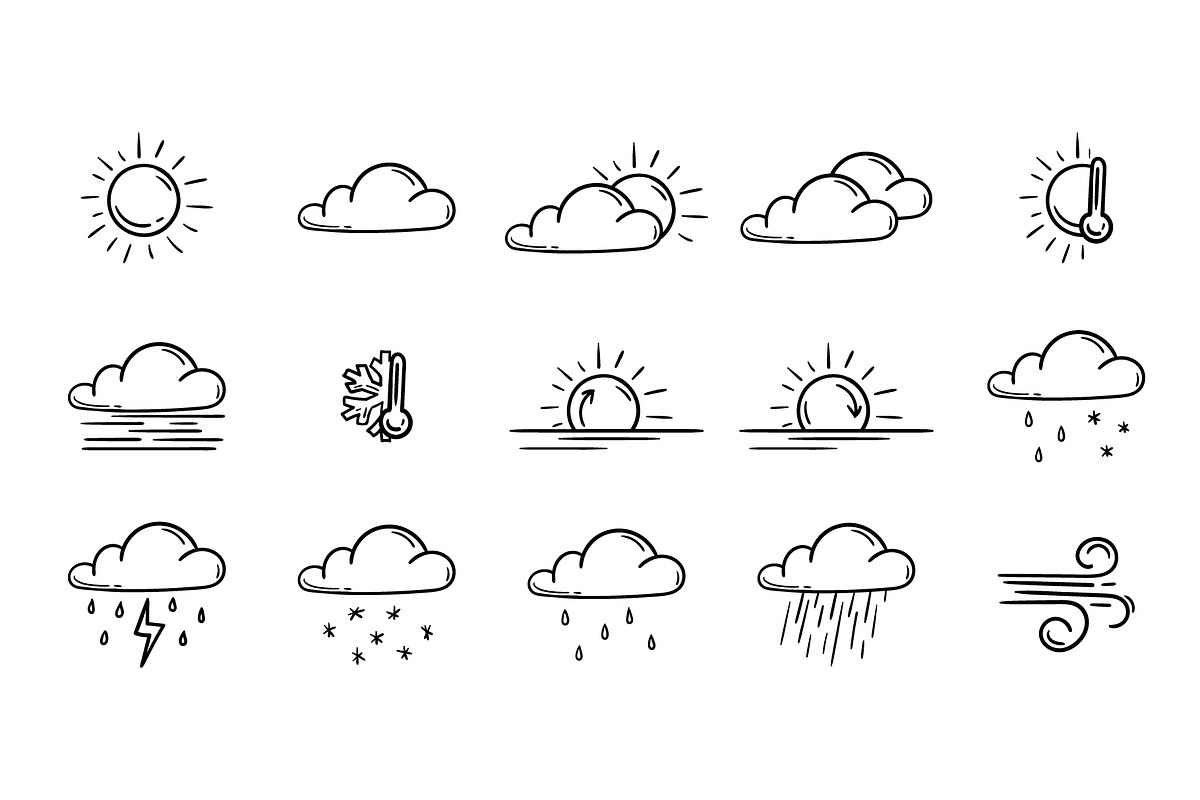 Vector set of weather icons, a Solid Icon by Design by Irihaha (Photo 2 of 3)