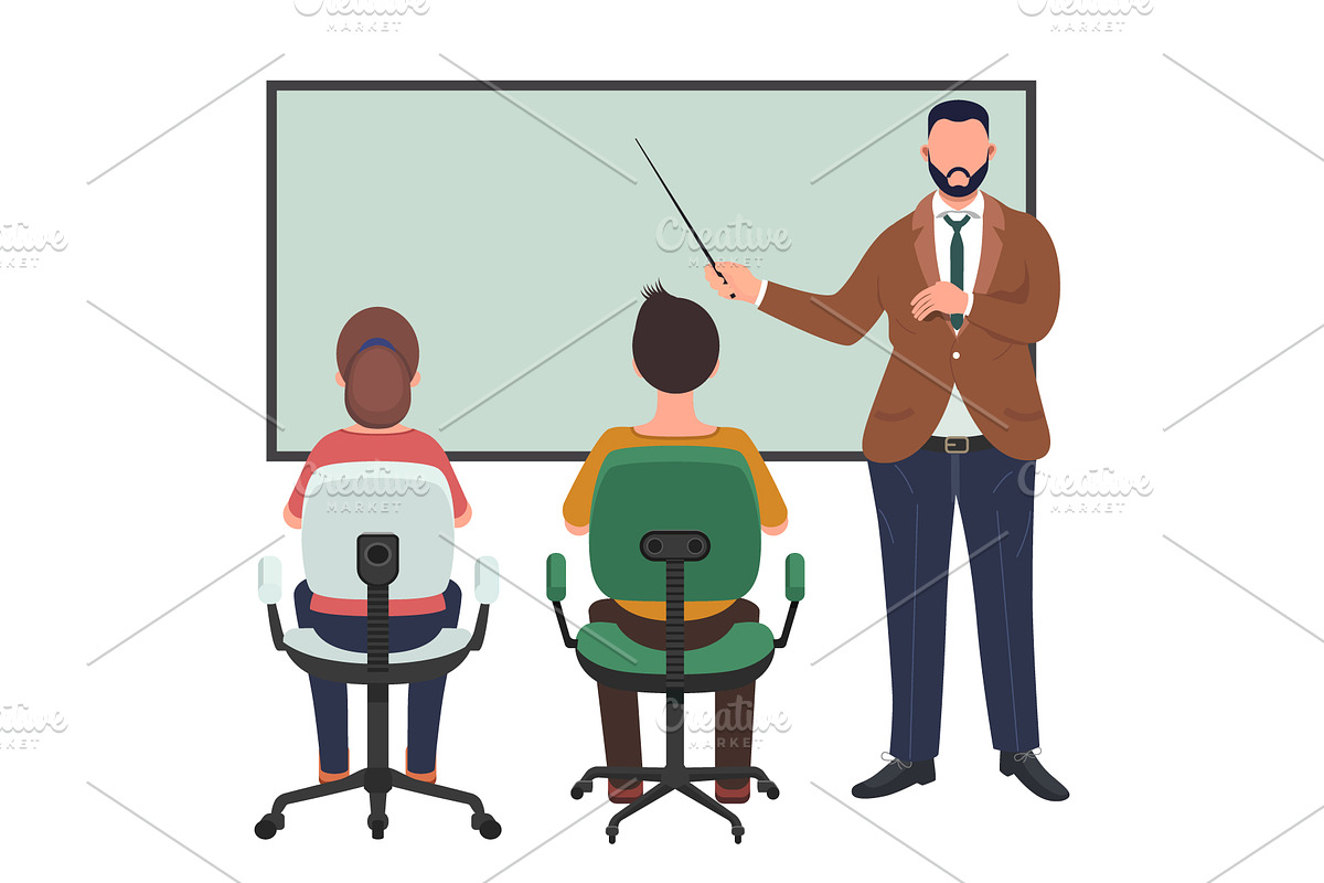 Teacher explaining lesson to student, an Education Illustration by Yayasya (Photo 1 of 3)