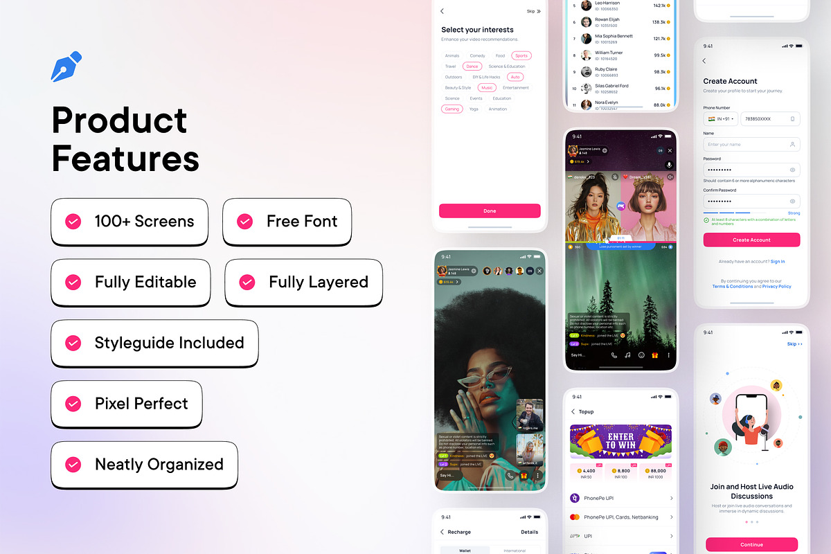 Hype Live Streaming App UI Kit, an App Template by SyalUIUX (Photo 5 of 6)