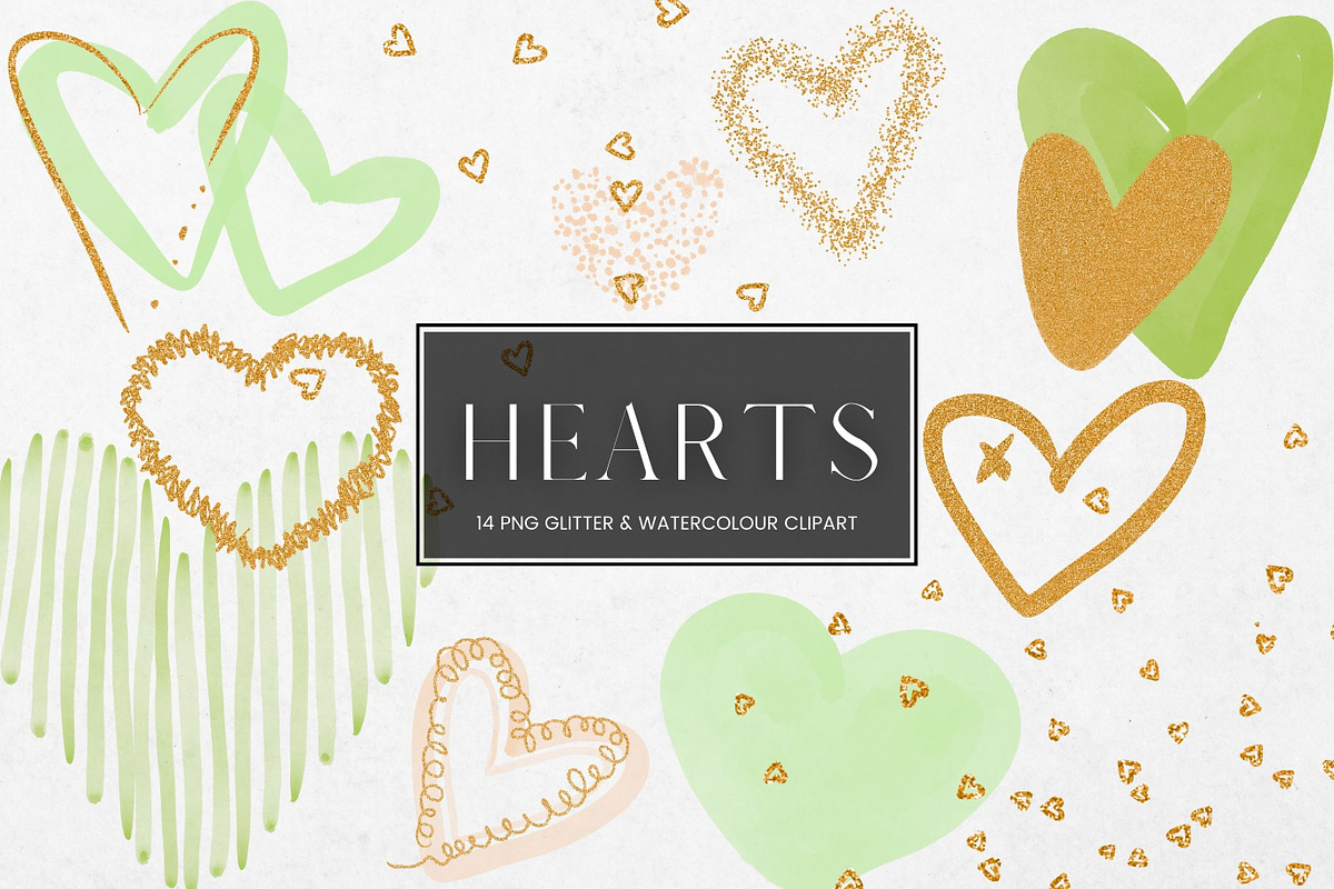 Green Watercolour Gold Glitter Heart, an Illustration by Pixafied (Photo 1 of 4)