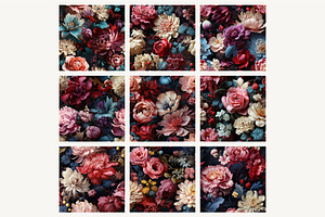 Tropical Baroque Floral Patterns Set