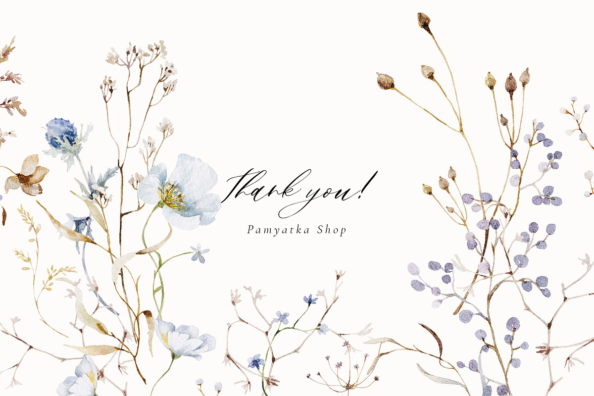 Cold season - watercolor wildflowers, a Decorative Illustration by Pamyatka Shop (Photo 18 of 18)