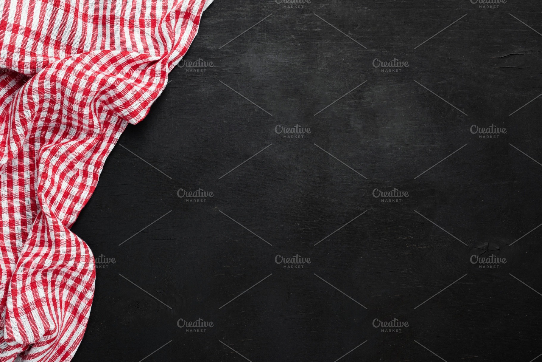 Red plaid checkered kitchen textile, an Abstract Photo by The baking man